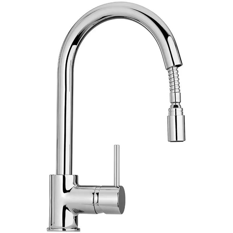 Snelle Levering Paini miscelatore lavello canna alta 90° con doccetta estraibile Line Ø 35 mm