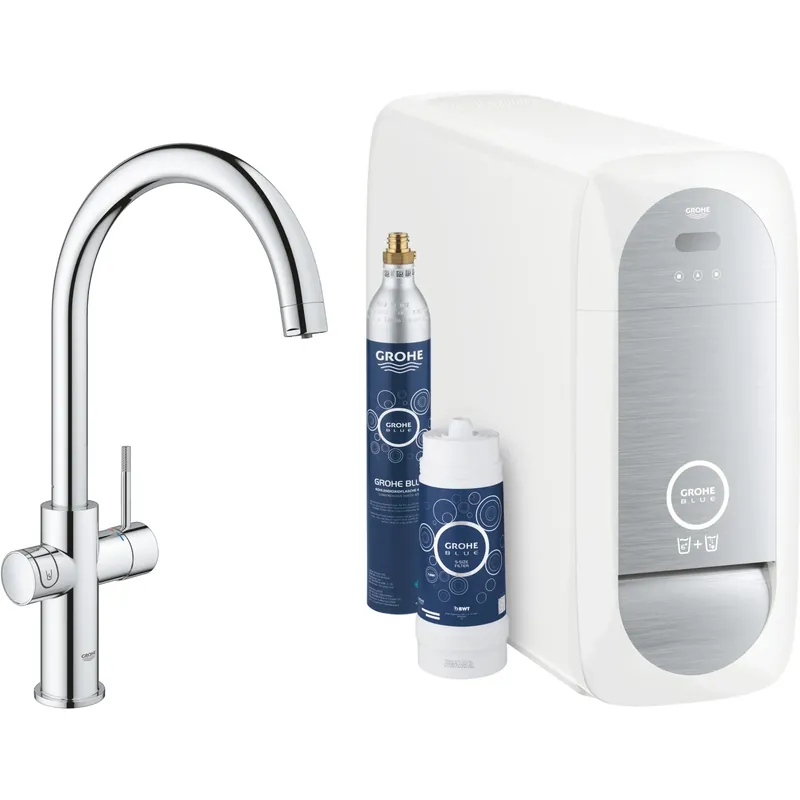 Rubinetto cucina monocomando canna alta per Grohe Blue Home Start cromo Op = Op