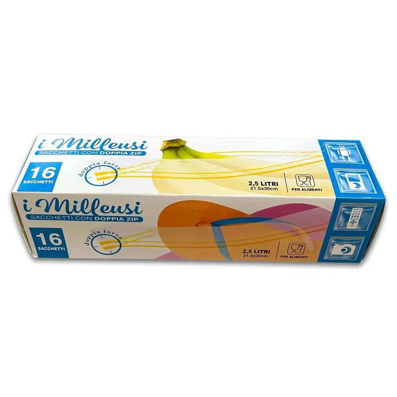 Finale Uitverkoop Sacchetti milleusi grandi 21,5x30 cm 2,5 litri 18 pz colori assortiti
