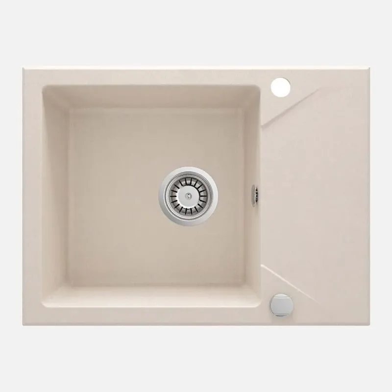 Express Levering Lavello 1 vasca gocciolatoio quadrato Idrostile Banes sifone 440x193 mm Beige