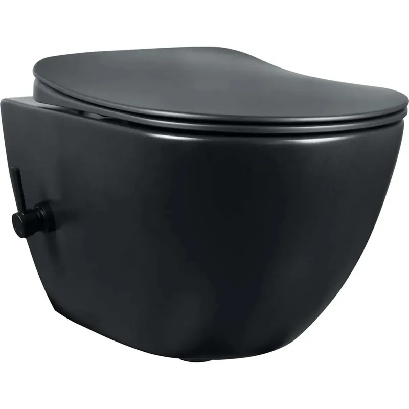 Voordeelprijs WC sospeso Artemides con funzione bidet miscelatore 37x35 cm nero opaco