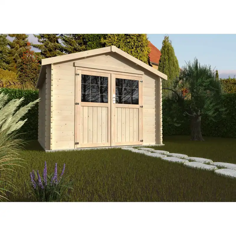 Actieprijs Casetta da giardino in legno Blockhaus Atene sp 34 mm H239xL317xP313 cm