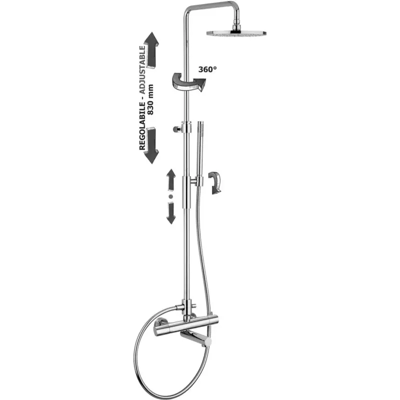 COLONNA DOCCIA BIRILLO C/MISCELATORE TERMOSTATICO C/BOCCA EROGAZIONE Snelle Levering