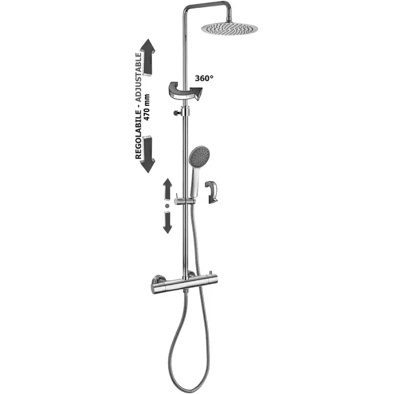 COLONNA DOCCIA NEW MINI BIRILLO C/MISCELATORE TERMOSTATICO Weekendaanbieding