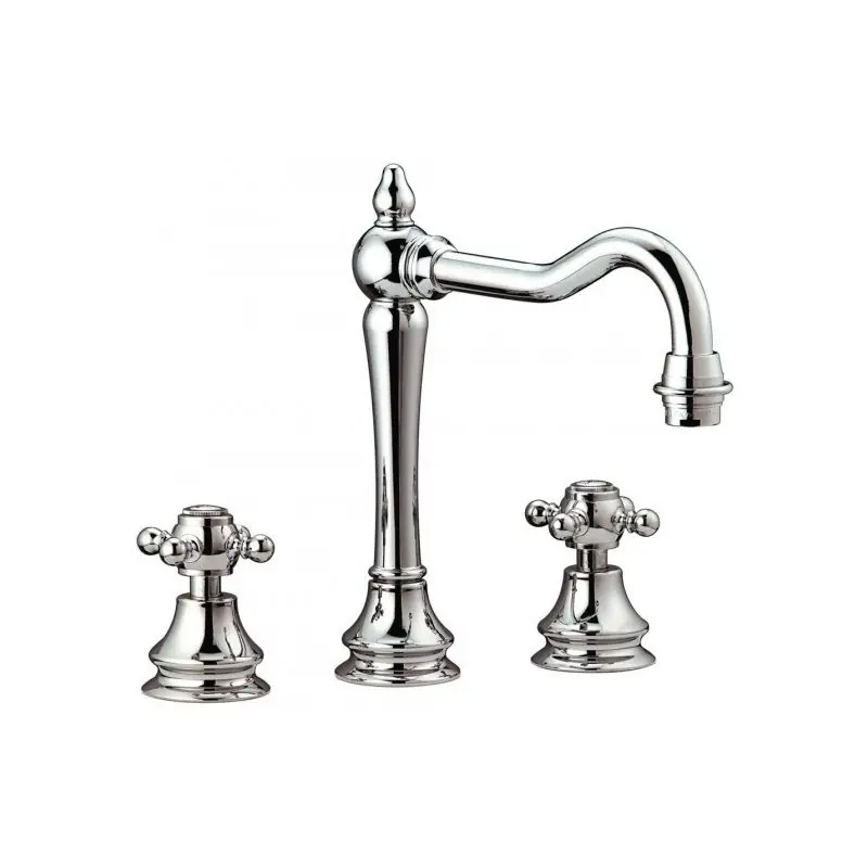 Bestseller HERMES MISCELATORE LAVABO TRE FORI BOCCA ALTA COMPLETO DI SCARICO AUTOMATICO