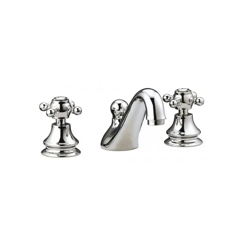 Betrouwbaar HERMES MISCELATORE LAVABO TRE FORI BOCCA BASSA COMPLETO DI SCARICO AUTOMATICO