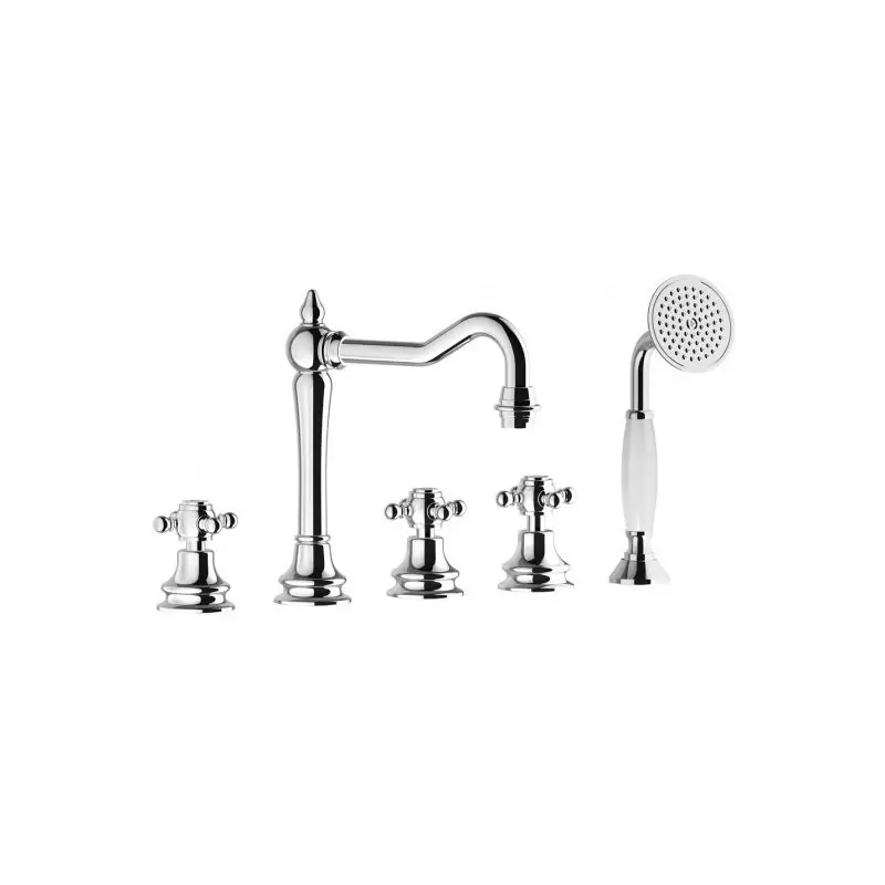 Express Levering HERMES MISCELATORE BORDO VASCA A 5 FORI CON DEVIATORE E KIT DOCCIA