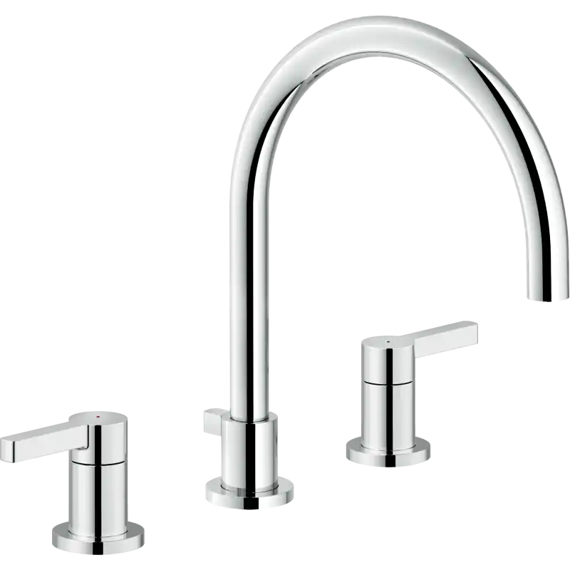 UNO MISCELATORE LAVABO BATTERIA 3 FORI CON BOCCA LUNGA CON SCARICO Nu Kopen