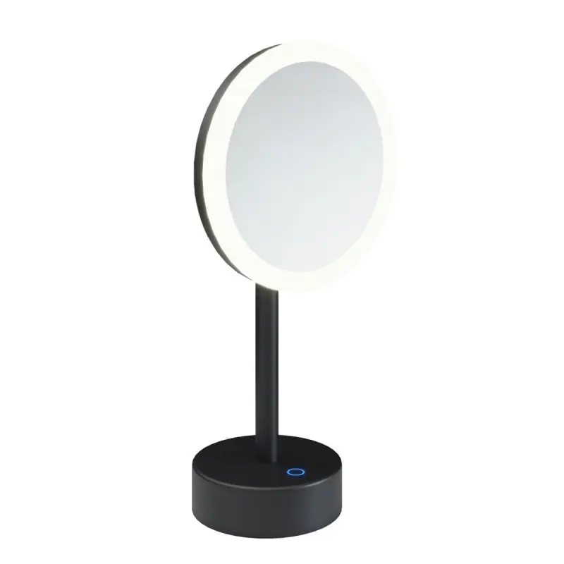 Seizoensaanbieding ESSENTIALS SPECCHIO INGRANDITORE D‘APPOGGIO CON LUCE LED REGOLABILE NERO SATINATO
