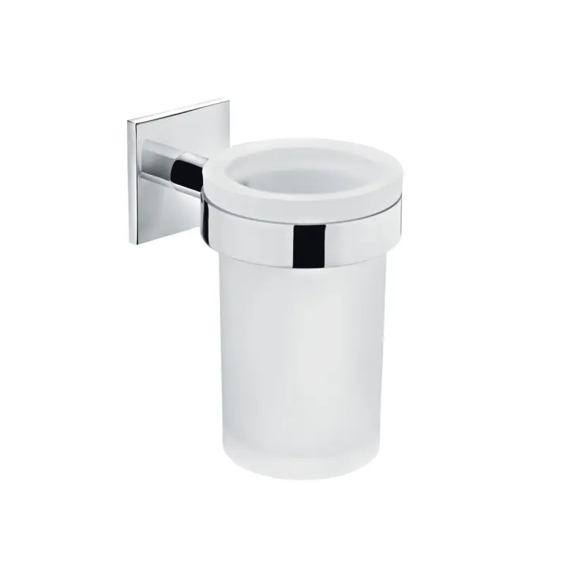 DUO SQUARE PORTASPAZZOLINI CROMO-VETRO OPACO Seizoensaanbieding