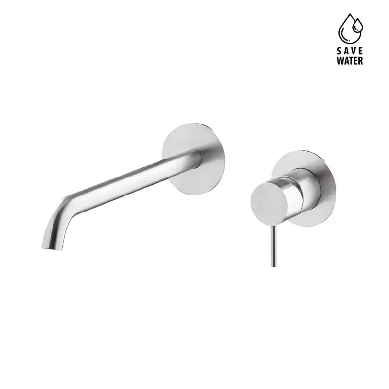 X-STEEL 316 MISCELATORE LAVABO A PARETE S/SCARICO BOCCA LUNGA Finale Uitverkoop