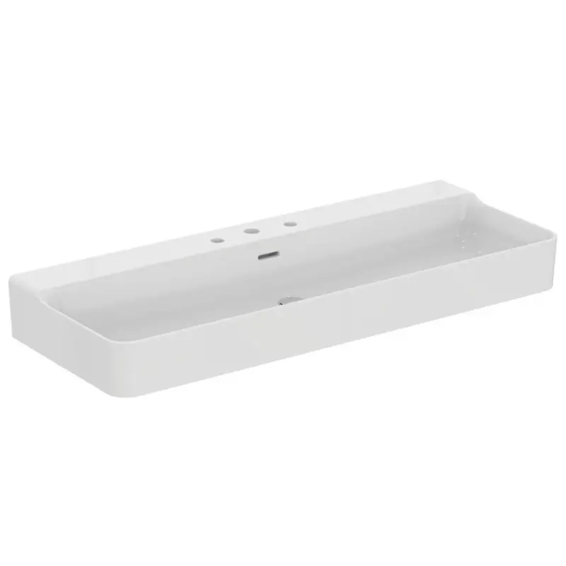 CONCA LAVABO RETTANGOLARE 1200X450 MM C/TROPPOPIENO E 3 FORI Seizoensaanbieding