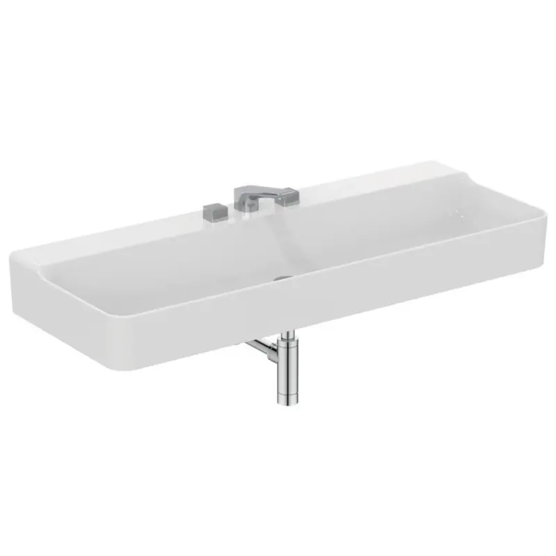 CONCA LAVABO RETTANGOLARE 1200X450 MM S/TROPPOPIENO E 3 FORI Seizoensaanbieding