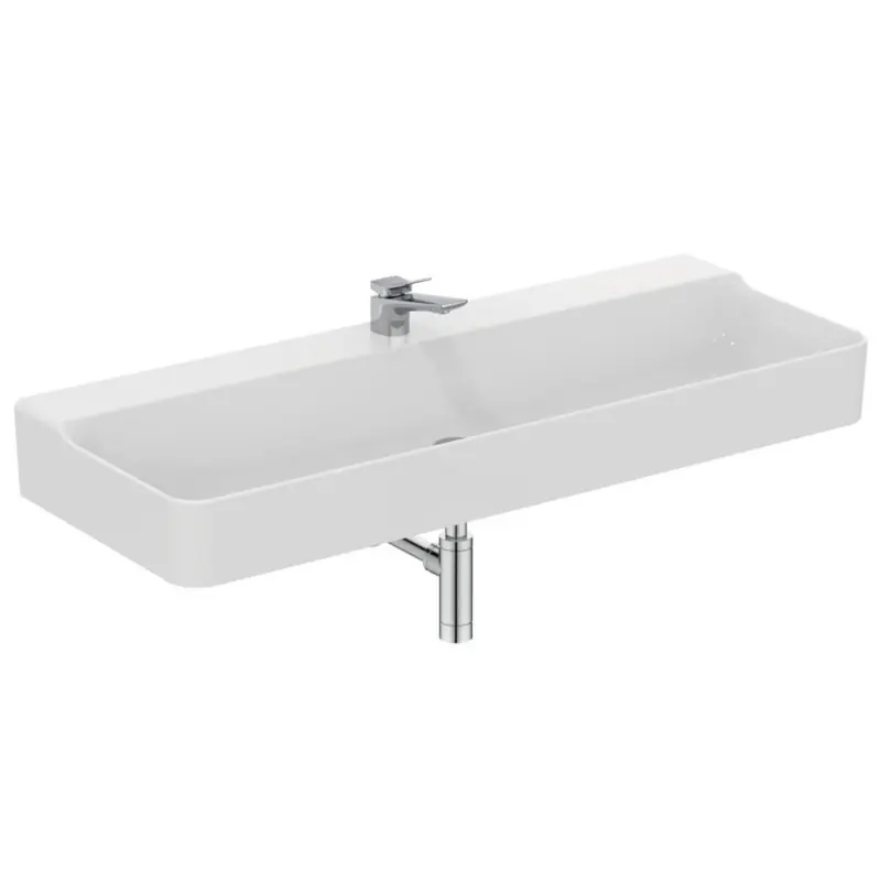 CONCA LAVABO DA APPOGGIO RETTANGOLARE 1200X450 MM S/TROPPOPIENO E 1FORO Direct Beschikbaar