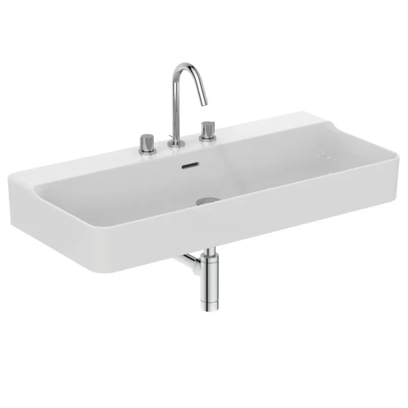 CONCA LAVABO DA APPOGGIO RETTANGOLARE 1000X450 MM C/TROPPOPIENO E 3 FORI Merkproduct
