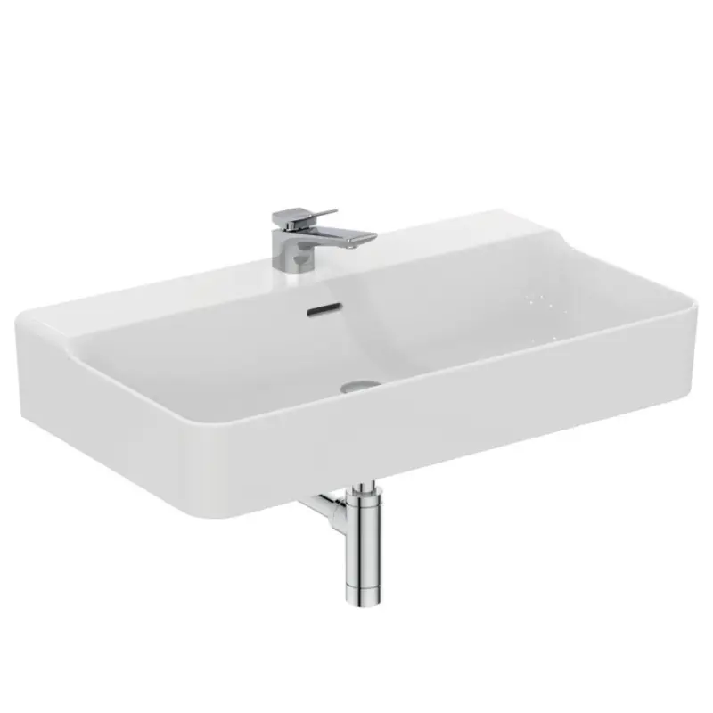 CONCA LAVABO RETTANGOLARE 800X450 MM C/TROPPOPIENO E 1 FORO Uitverkoop