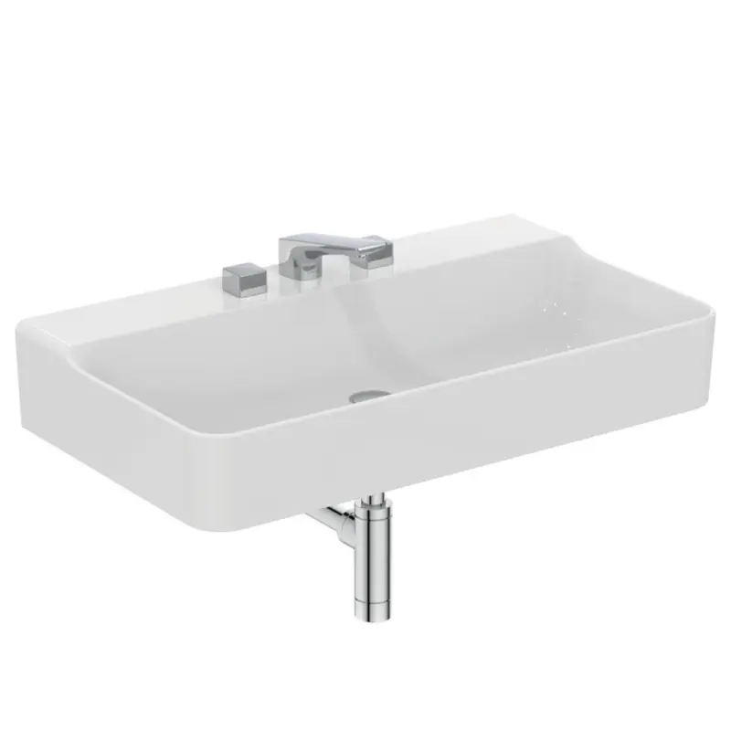 Superprijs CONCA LAVABO RETTANGOLARE 800X450 MM S/TROPPOPIENO E 3 FORI