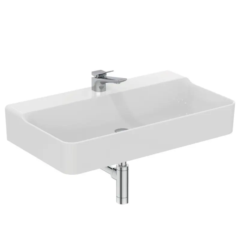 CONCA LAVABO DA APPOGGIO RETTANGOLARE 800X450 MM S/TROPPOPIENO E 1 FORO Nieuw