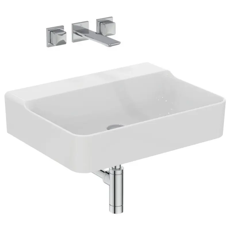 CONCA LAVABO DA APPOGGIO RETTANGOLARE 600X450 MM S/TROPPOPIENO E SENZA FORI Direct Verzonden