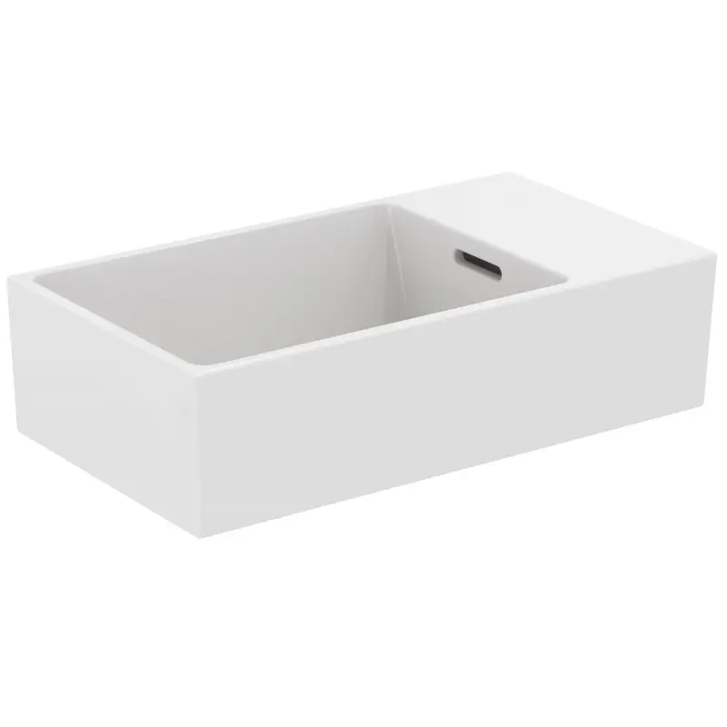 Op = Op EXTRA LAVAMANI ASIMMETRICO 450X250 C/TROPPOPIENO E SENZA FORI, VERSIONE DESTRA